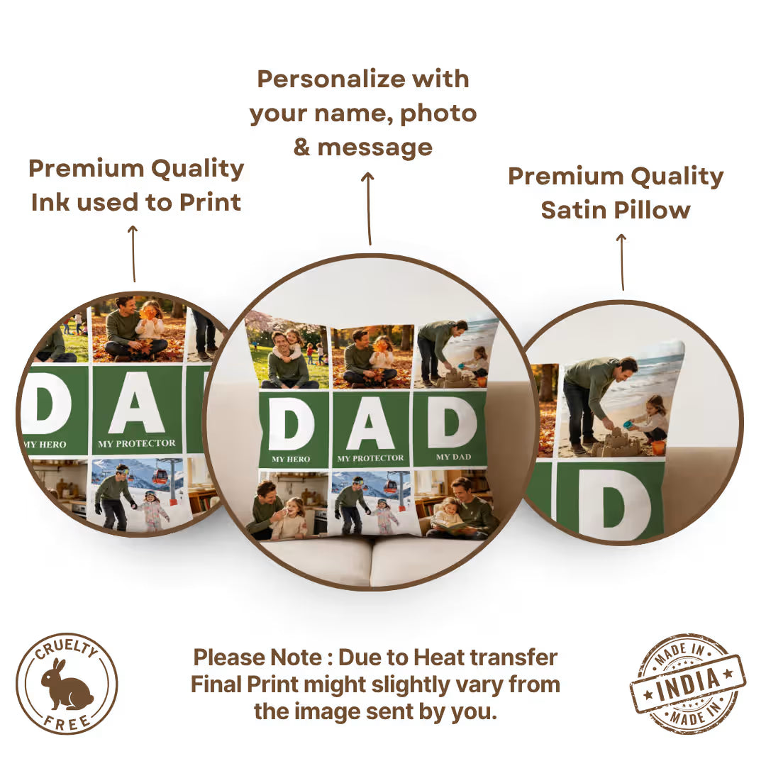 Personallized Photo Satin Square Pillow for Dad