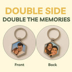 Hexagon Metal Double Side Photo Keychain