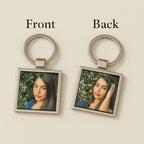 Square Metal Double Side Photo Keychain