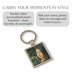 Square Metal Double Side Photo Keychain