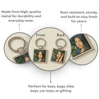 Square Metal Double Side Photo Keychain
