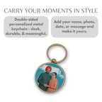 Circle Metal Double Side Photo Keychain