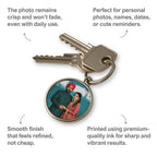 Circle Metal Double Side Photo Keychain