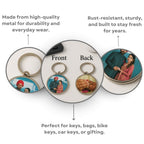 Circle Metal Double Side Photo Keychain