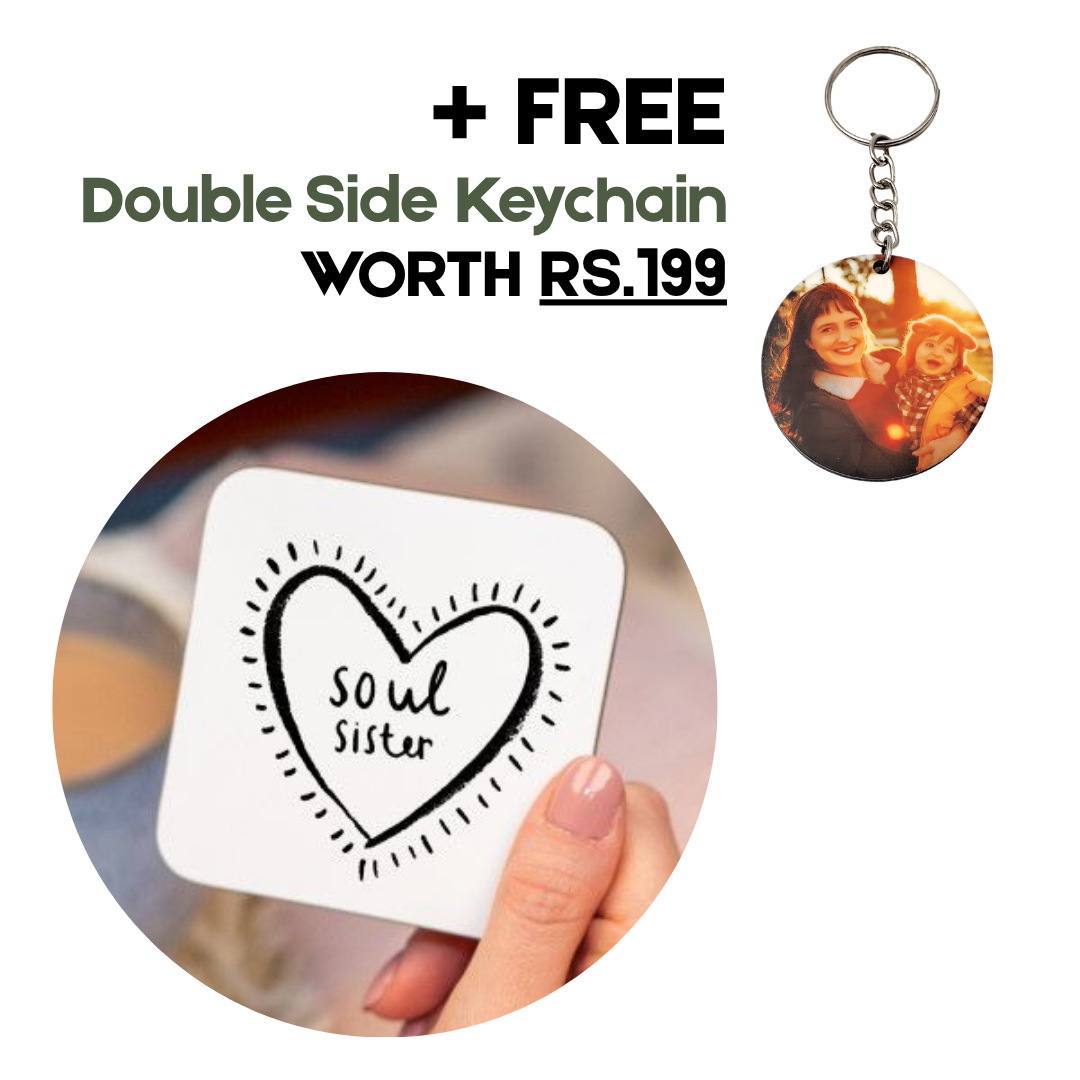 Soul Sister Square Mdf Wooden Tea Coaster(Pack of 2)