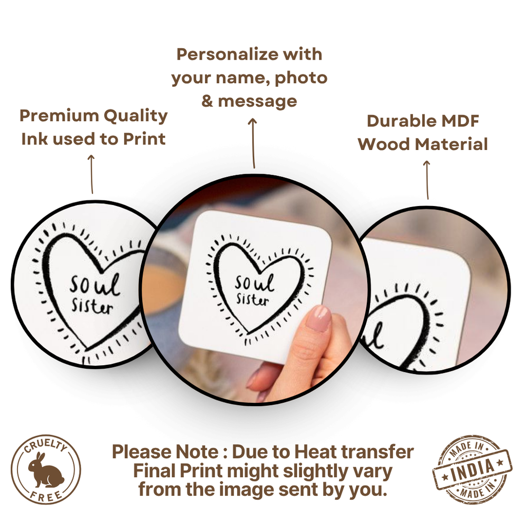 Soul Sister Square Mdf Wooden Tea Coaster(Pack of 2)
