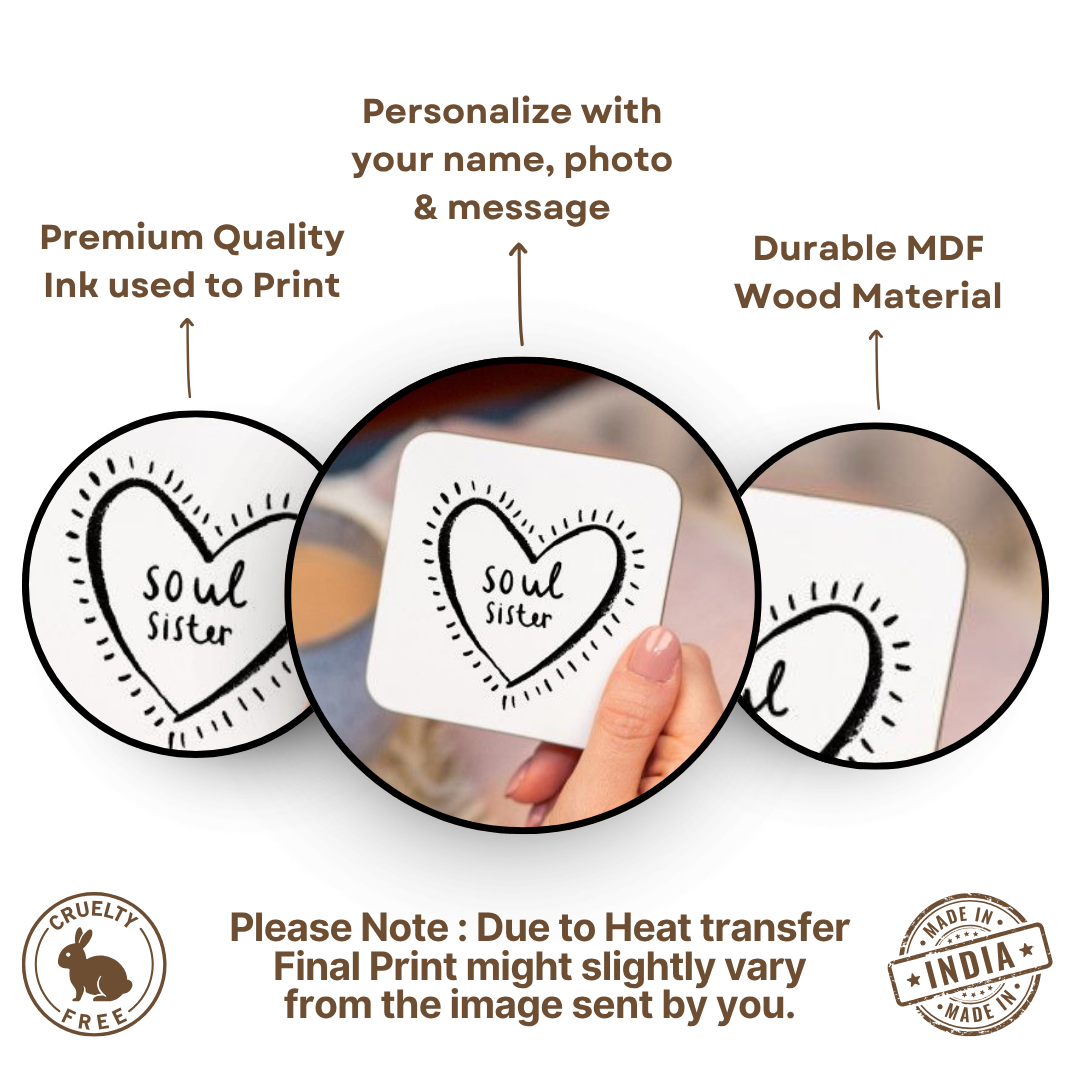 Soul Sister Square Mdf Wooden Tea Coaster(Pack of 2)
