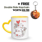 Yellow Heart Handle Ceramic Photo Mug