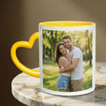 Yellow Heart Handle Ceramic Photo Mug