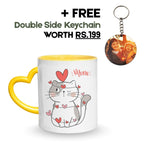 Yellow Heart Handle Ceramic Photo Mug