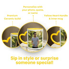Yellow Heart Handle Ceramic Photo Mug