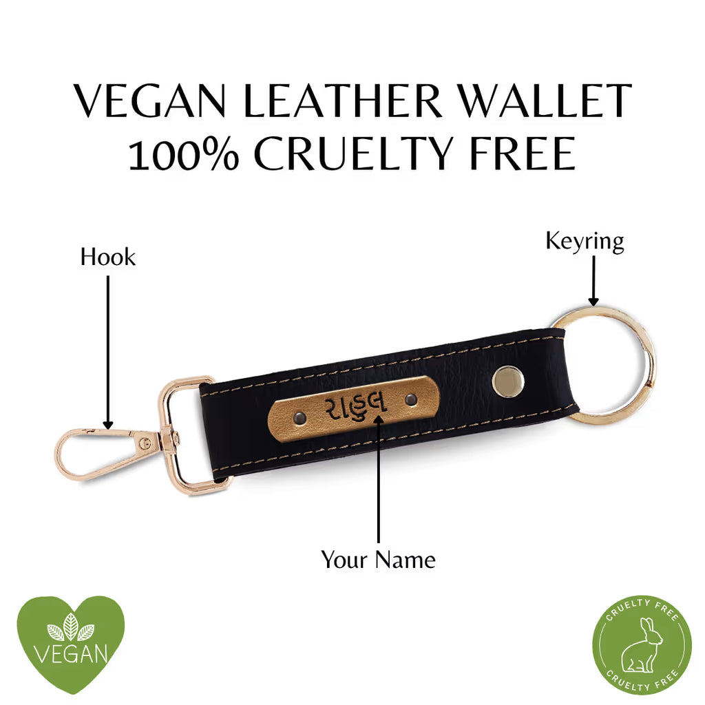 Customized Vegan Leather Simple Wallet & Keychain Set for Dad