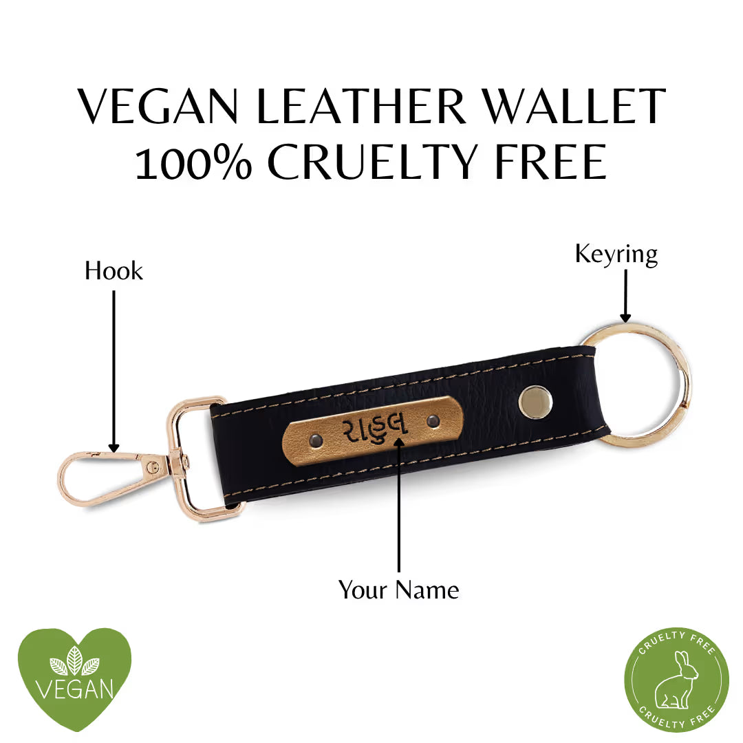 Customized Vegan Leather Simple Wallet & Keychain Set for Dad
